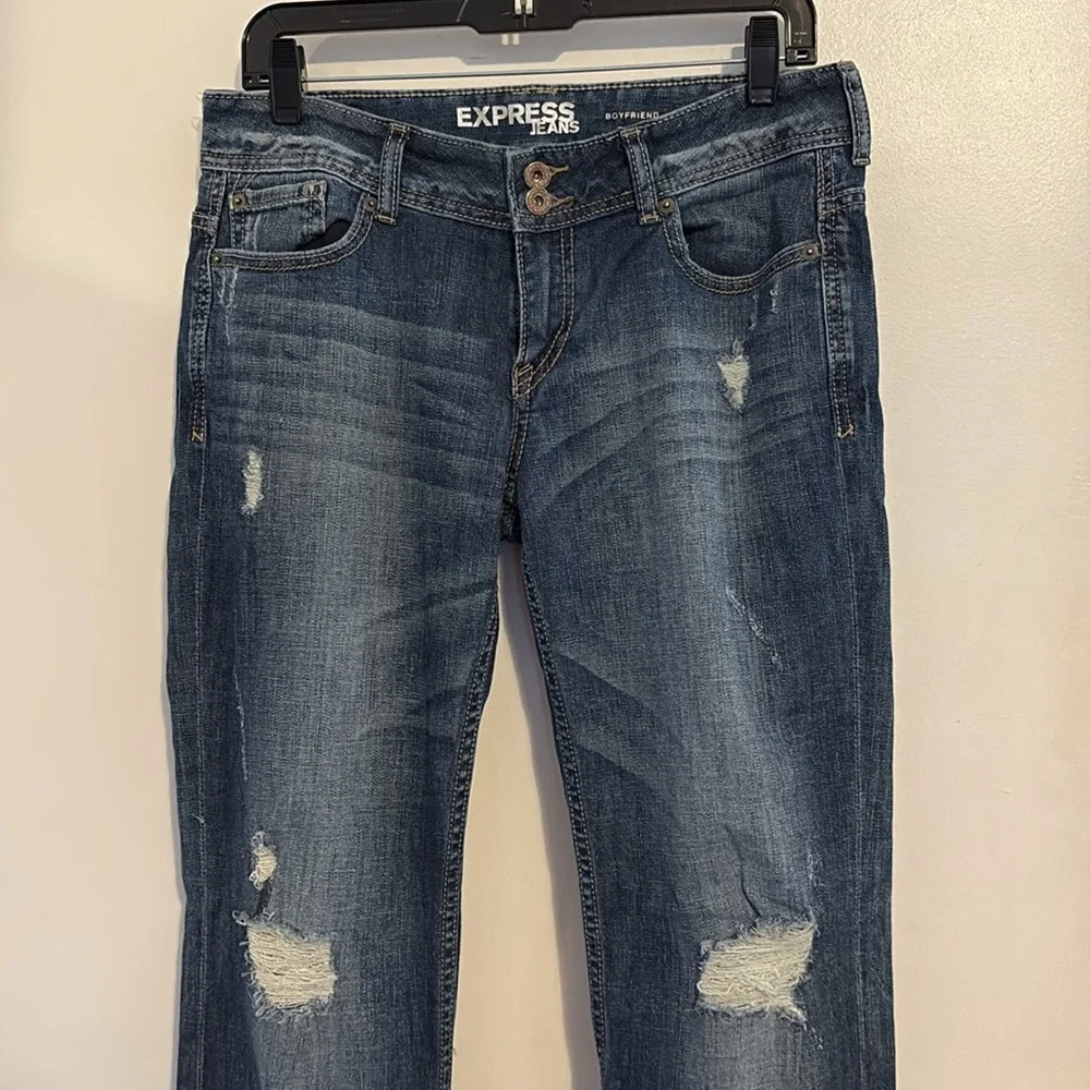 Express Mid Rise Distressed Boyfriend Jeans 6
